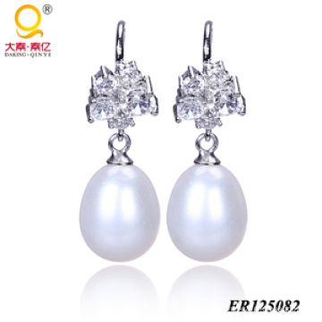 En argent 925 perle boucles d’oreilles (BR125082)